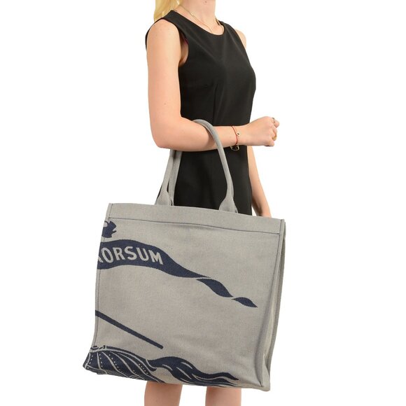 Burberry Unisex "Knight" Large Canvas EKD Square Tote Handbag Shoulder Bag - Picture 5 of 5